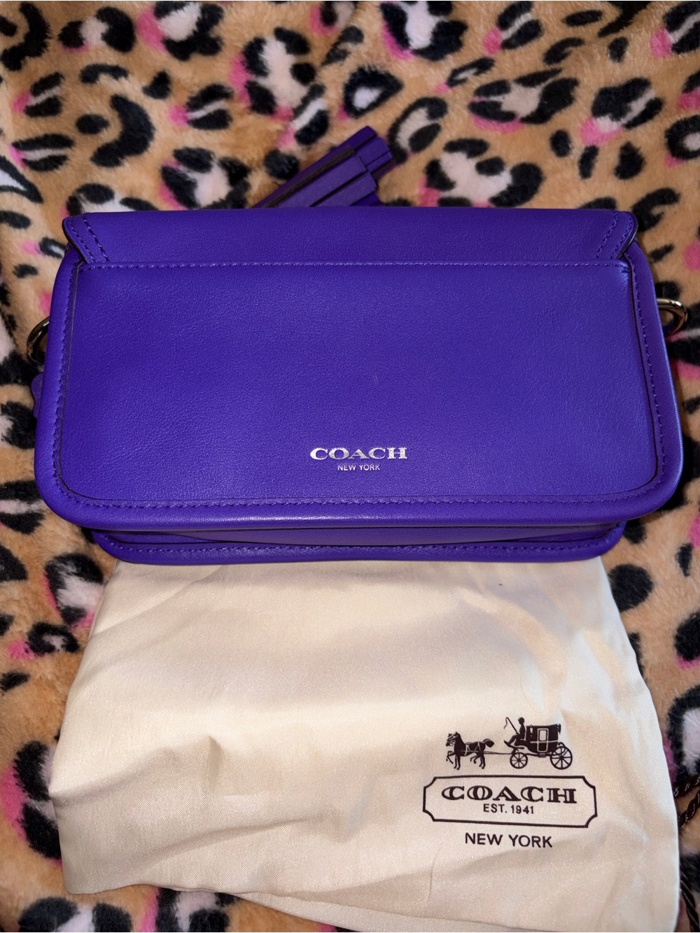 Coach Legacy NWT Penny Purple Leather Turnlock Crossbody with Tassel & Dusty - Picture 7 of 9